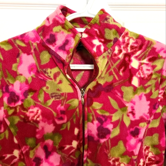 🌟 Floral Zipper Fleece Jacket Size Small - Picture 2 of 6